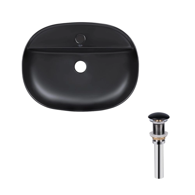 Раковина накладная Qtap Scorpio 505х385 овальная, черная матовая (QT142202MBMBN47312) - изображение 4