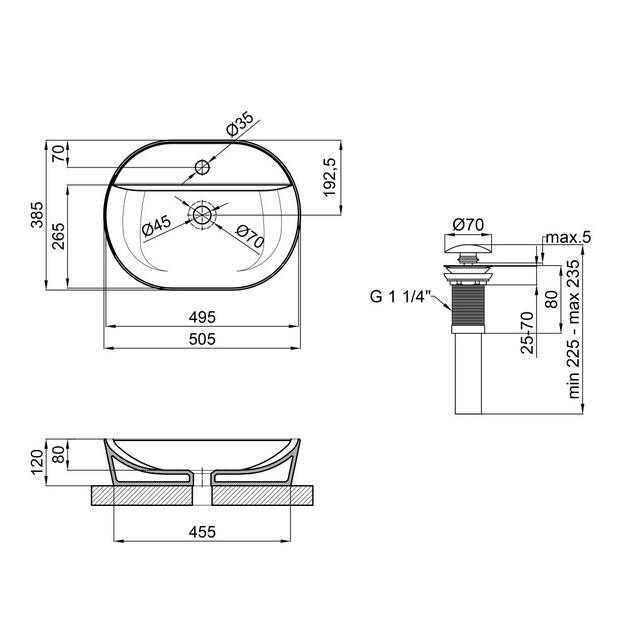 Раковина накладная Qtap Scorpio 505х385 овальная, черная матовая (QT142202MBMBN47312) - изображение 6