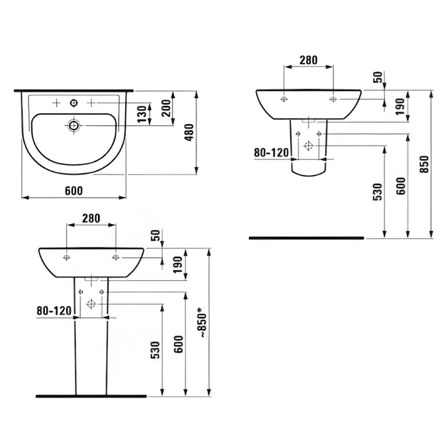 Умывальник подвесной Laufen Pro B 600х480 овальный, белый (H8109520001041) - изображение 3