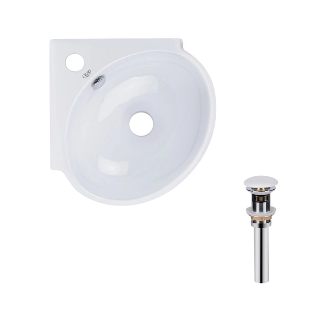 Раковина подвесная Qtap Leo 360х250 угловая, белая (QT11115010WN47331) - изображение 4
