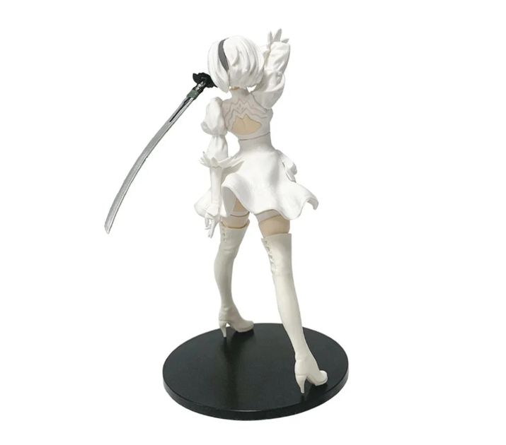 Фигурка коллекционная NieR: Automata YoRHa 2B (Ниер Автомата 2B) Аниме фигурка девушки-андроида с мечом на подставке, белый костюм - изображение 3