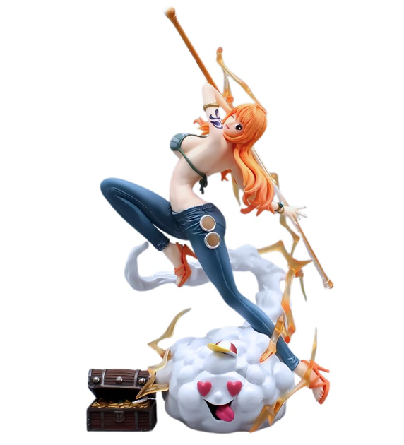 Коллекционная аниме фигурка Nami из One Piece 30 см – статуэтка Нами на облаке Zeus с посохом Clima-Tact - изображение 2
