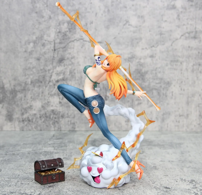 Коллекционная аниме фигурка Nami из One Piece 30 см – статуэтка Нами на облаке Zeus с посохом Clima-Tact - изображение 3