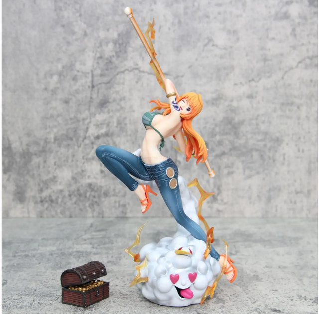Коллекционная аниме фигурка Nami из One Piece 30 см – статуэтка Нами на облаке Zeus с посохом Clima-Tact - изображение 4