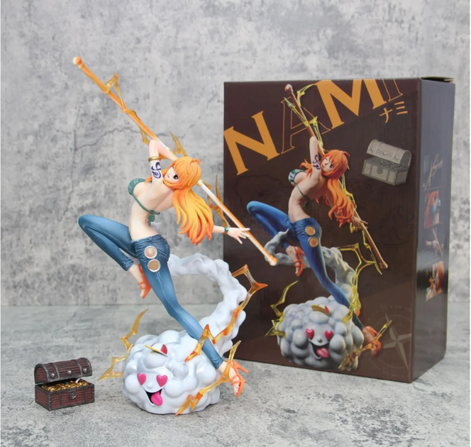 Коллекционная аниме фигурка Nami из One Piece 30 см – статуэтка Нами на облаке Zeus с посохом Clima-Tact - изображение 10