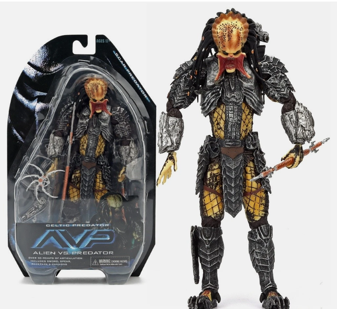 Коллекционная фигурка Celtic Predator AVP Alien vs Predator — экшен-фигура Хищник с доспехами и копьем, 20 см - Фото 1 Коллекционная фигурка Celtic Predator AVP Alien vs Predator — экшен-фигура Хищник с доспехами и копьем, 20 см - изображение 1