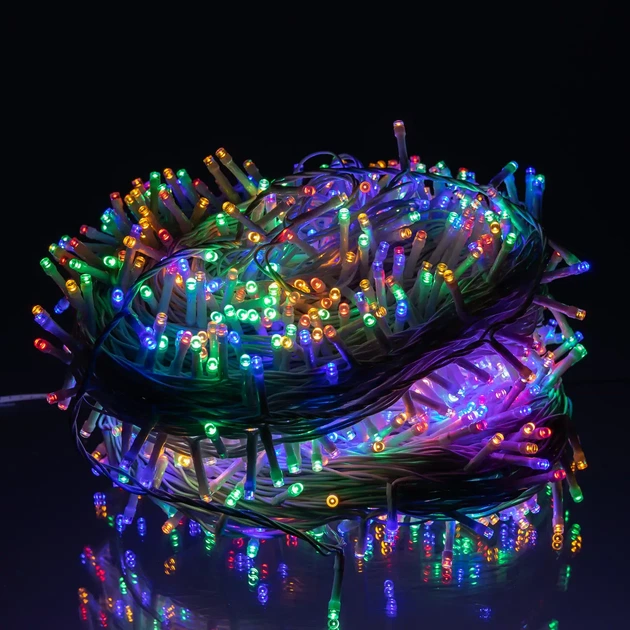 Уличная гирлянда нитка 100 м 1000 LED Мультиколор белый провод гирлянда на улицу 8 режимов работы новогодняя гирлянда - изображение 3