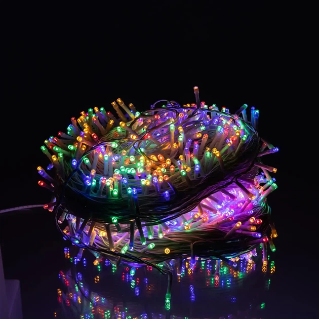 Уличная гирлянда нитка 100 м 1000 LED Мультиколор белый провод гирлянда на улицу 8 режимов работы новогодняя гирлянда - изображение 5