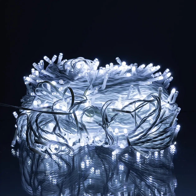 Уличная гирлянда нитка 50 м 500 LED Белая белый провод гирлянда на улицу 8 режимов работы новогодняя гирлянда - изображение 3