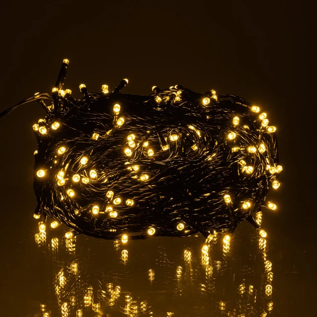 Гирлянда Нить уличная 30 м 300 LED Желтая черный провод гирлянда на улицу 8 режимов работы гирлянда нитка - изображение 4