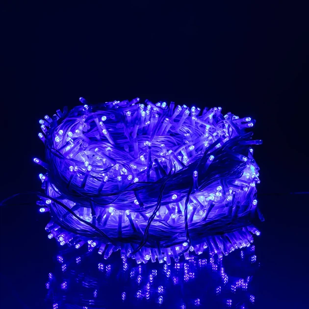 Уличная гирлянда нитка 100 м 1000 LED Синяя белый провод гирлянда на улицу 8 режимов работы новогодняя гирлянда - изображение 5