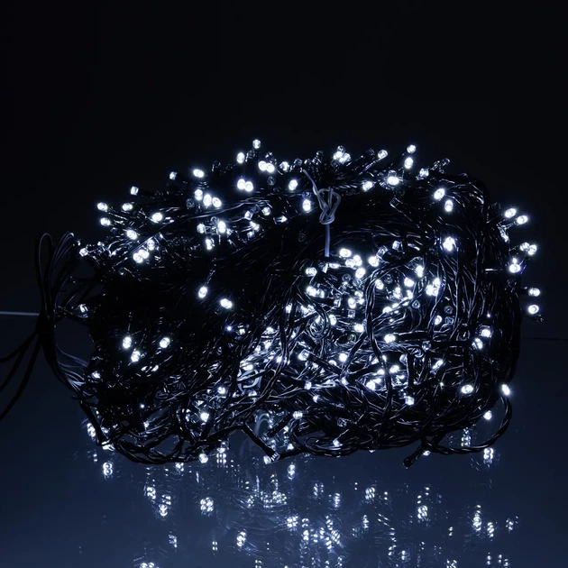 Уличная гирлянда нить 100 м 1000 LED Белая черный провод гирлянда на улицу 8 режимов работы новогодняя гирлянда - изображение 3