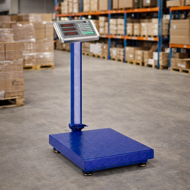 Весы торговые RB-150KG с усиленной платформой 40х30 см, 150 кг, синие / Напольные весы / Весы для торговли - изображение 2