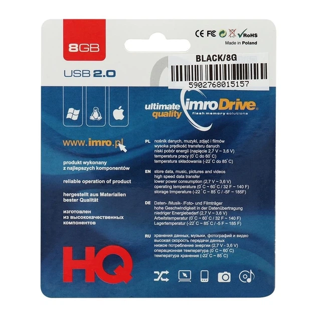 Flash-диск Imro Black 8GB USB 2.0 (5902768015157) - Фото 2 Flash-диск Imro Black 8GB USB 2.0 (5902768015157) - изображение 2