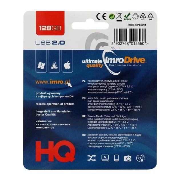Flash-диск Imro Black 128GB USB 2.0 (5902768015560) - Фото 2 Flash-диск Imro Black 128GB USB 2.0 (5902768015560) - изображение 2