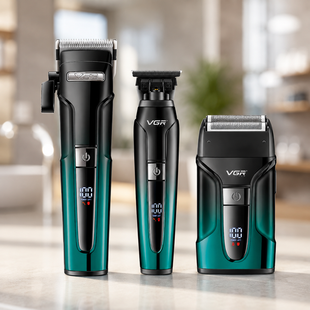 Набор для стрижки VGR V 694 Green/Black(машинка+триммер+шейвер) / Комплект профессиональных машинок VGR - Фото 1 Набор для стрижки VGR V 694 Green/Black(машинка+триммер+шейвер) / Комплект профессиональных машинок VGR - изображение 1