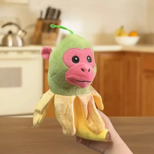 Мягкая плюшевая игрушка обезьянка Chimpanzini Bananini 23 см серая с петелькой - Фото 2 Мягкая плюшевая игрушка обезьянка Chimpanzini Bananini 23 см серая с петелькой - изображение 2