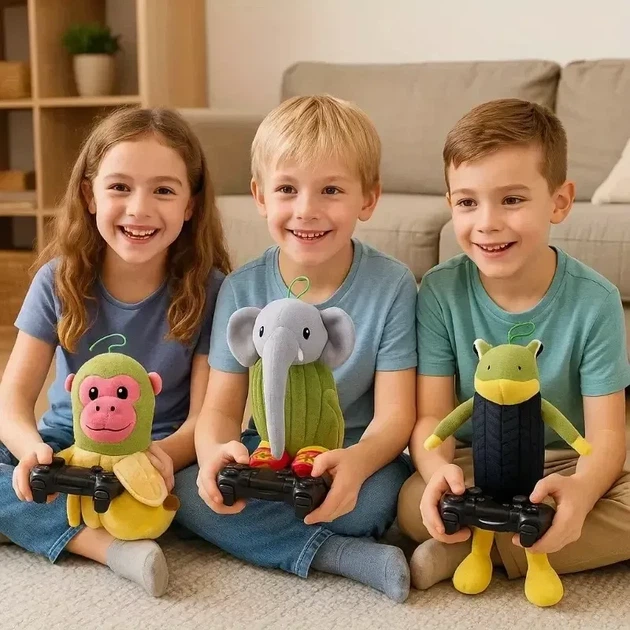 Мягкая плюшевая игрушка обезьянка Chimpanzini Bananini 23 см серая с петелькой - Фото 5 Мягкая плюшевая игрушка обезьянка Chimpanzini Bananini 23 см серая с петелькой - изображение 5