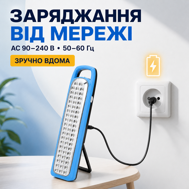 Аварийный светильник Power Master, 62 LED 2400 мАч с питанием от аккумулятора и батареек D - изображение 5