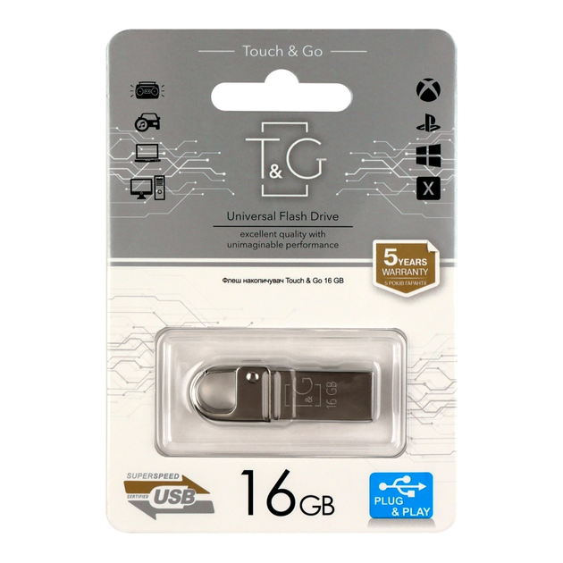 USB флешка T&G Metal 027 16 Гб стальная корпус из металла с защитой от ударов Steel - изображение 3