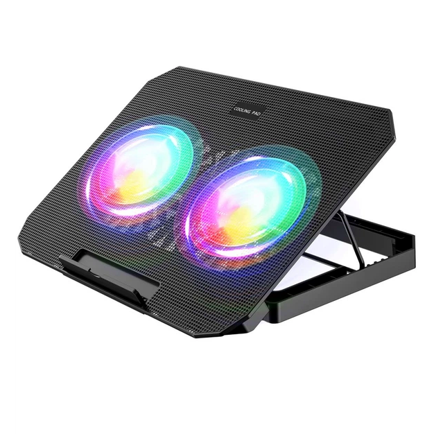 Подставка для ноутбука Givecool N33 с вентиляторами и RGB подсветкой для ноутбуков до 15.6 дюймов черная - изображение 5