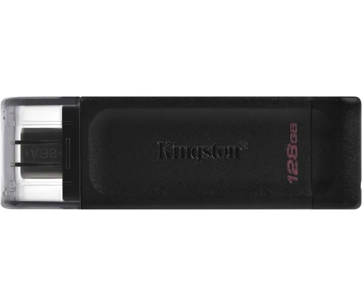 USB Flash Drive 3.2 Kingston DT 70 128Gb Type-C чорний із захистом роз'єму та компактний дизайн - зображення 2