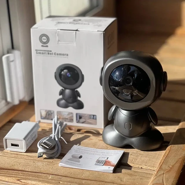 Поворотна відеокамера від USB 360° Q1, Чорна / Цифрова відеоняня з мікрофоном / Дротова камера спостереження для дітей та тварин - зображення 8