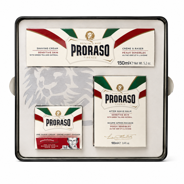 Набір подарунковий для гоління Proraso Vintage Selection Toccasana в металевій коробці "Делікатне гоління та догляд для чутливої шкіри" - изображение 2
