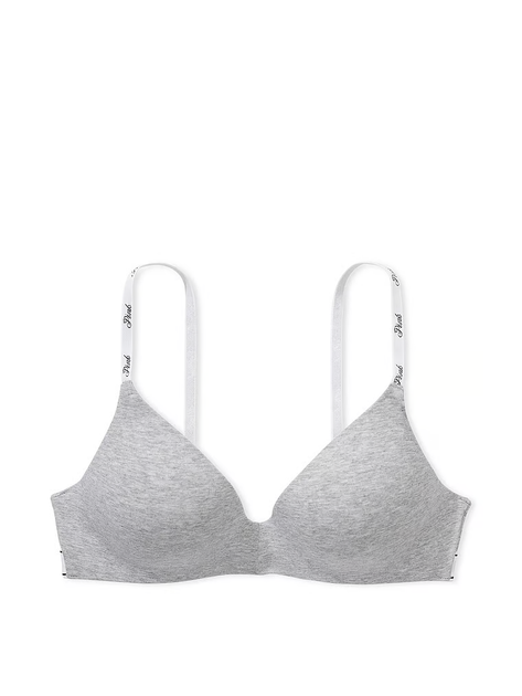 Бесшовный бюстгальтер без пуш-ап серого цвета VICTORIA'S SECRET PINK р. 75D/34D арт. 30474 - Фото 3 Бесшовный бюстгальтер без пуш-ап серого цвета VICTORIA'S SECRET PINK р. 75D/34D арт. 30474 - изображение 3