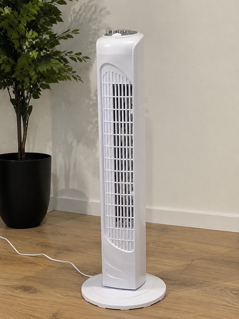 Напольный вентилятор Domotec White-Grey 3 скорости, колонная модель с электронным управлением для комнаты - изображение 8