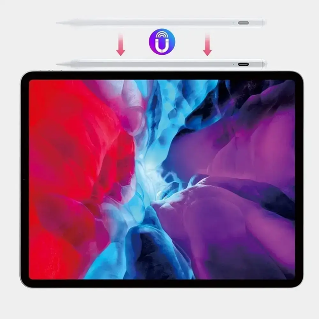 Стилус HOTLIFE для iPad 2018–2026, Palm Rejection, поддержка наклона, магнитный, Type-C, 4 наконечника, белый - Фото 3 Стилус HOTLIFE для iPad 2018–2026, Palm Rejection, поддержка наклона, магнитный, Type-C, 4 наконечника, белый - изображение 3