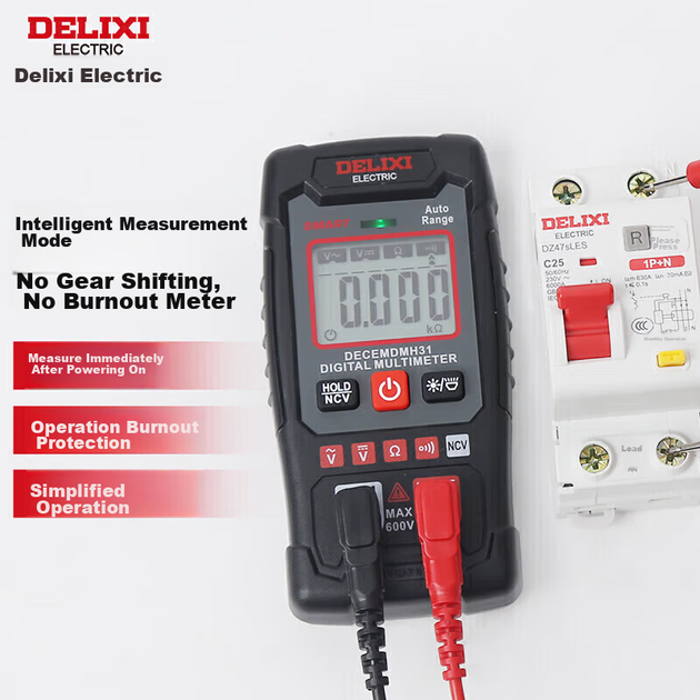 Цифровой мультиметр DELIXI ELECTRIC, миниатюрный интеллектуальный мультиметр для дома, защищенный от перегрева, мультиметр для измерения индукционного напряжения NCV H31. - изображение 5