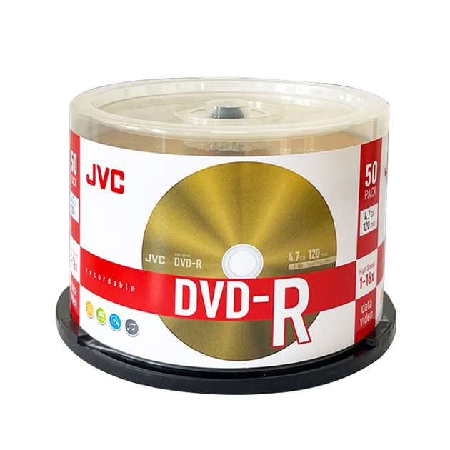 Диски DVD-R от JVC / записываемые диски, скорость 16x, 4,7 ГБ, 50 штук в упаковке, для аукционов/хранения видео/документов, чистые оптические диски архивного качества для записи. - изображение 4