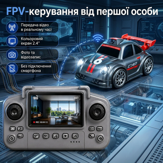 Машинка с камерой на пульте управления C6 Mini с цветным экраном и картой памяти (Черный) - Фото 5 Машинка с камерой на пульте управления C6 Mini с цветным экраном и картой памяти (Черный) - изображение 5