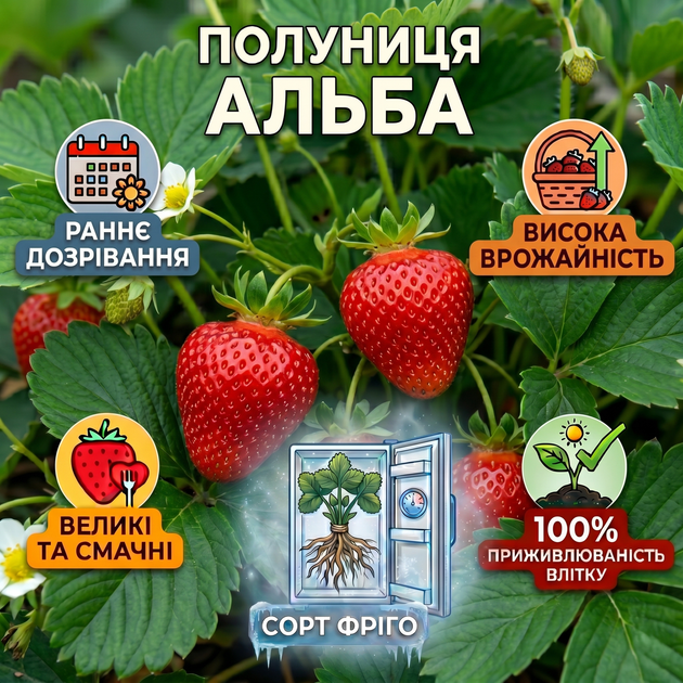 Саджанці полуниці (розсада) Альба (Alba) - дуже рання, крупноплідна, врожайна - зображення 5