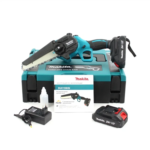 Міні пила акумуляторна Makita DUC155HN 24 В 5 А·год ланцюгова шина 20 см гілкоріз автоматичне змащення садова електропила 4500 об хв швидкість 11 м с крок 1 4 безключове натягування для обрізання дерев гілок кущів розпилювання деревини з 2 АКБ - Фото 9 Міні пила акумуляторна Makita DUC155HN 24 В 5 А·год ланцюгова шина 20 см гілкоріз автоматичне змащення садова електропила 4500 об хв швидкість 11 м с крок 1 4 безключове натягування для обрізання дерев гілок кущів розпилювання деревини з 2 АКБ - зображення 9