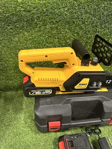Пила аккумуляторная DeWalt DCM122N 48 В 6 А·ч цепная бесщеточная шина 30 см электропила 12 дюймов автоматическая смазка цепи 3 8 скорость 24 м с 10000 об мин для обрезки деревьев распиливания древесины с 2 АКБ кейсом - изображение 4
