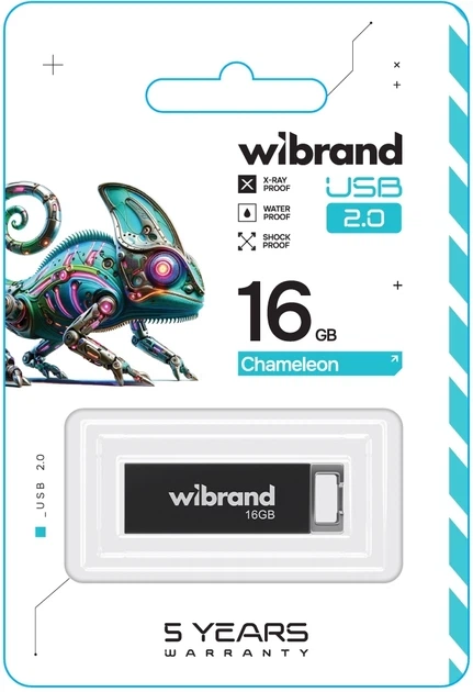 Флеш-накопичувач Wibrand Chameleon 16 ГБ USB 2.0 Чорний (WI2.0/CH16U6B) - зображення 3