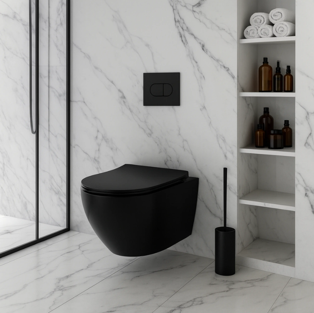 Подвесной унитаз Rea Carlo Tornado безободковый 49x35,5 см black matt REA-C3000 - изображение 2