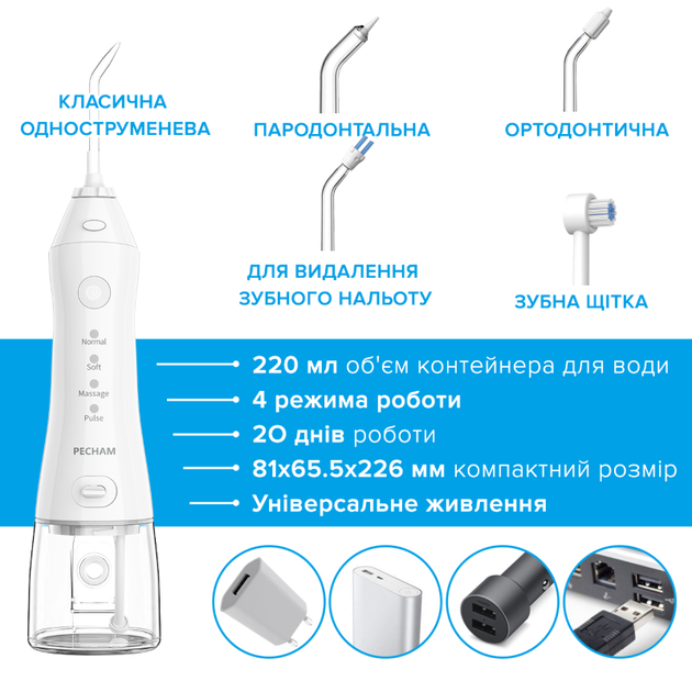 Ирригатор Pecham travel White PC-1581 (6138-49161) - изображение 3