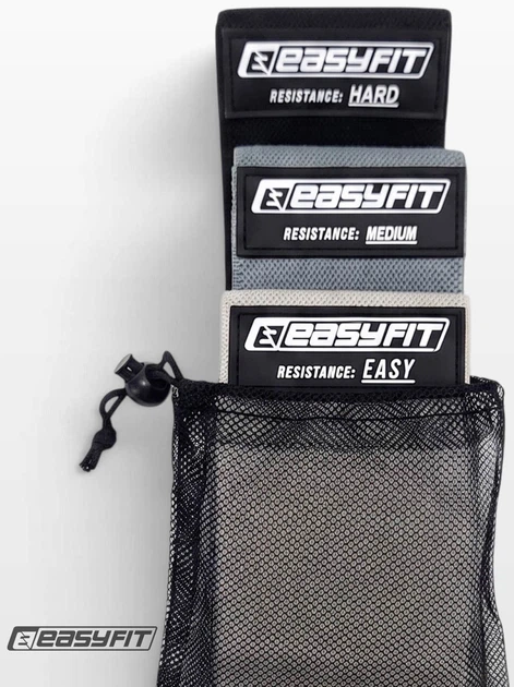 Гумки EasyFit текстильні для фітнесу і спорту комплект з 3 шт EF1820TK (56002894) - зображення 4