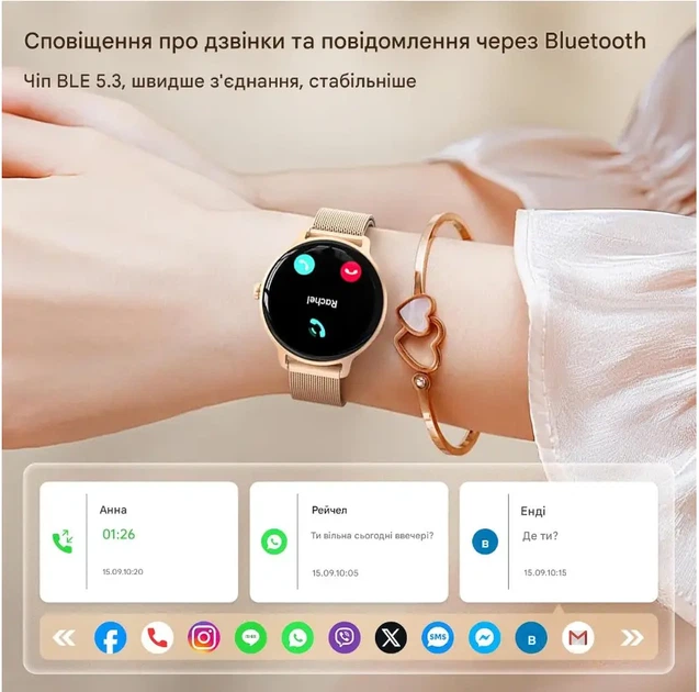 Жіночий розумний годинник Smart watch Dr03 gold - зображення 4