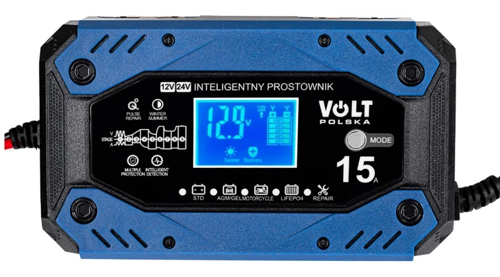 Зарядное устройство выпрямитель LCD Volt Polska 12V/24V 8A/15A 6PRLN1215A для свинцово-кислотных, AGM и LiFePO4 аккумуляторов - изображение 4
