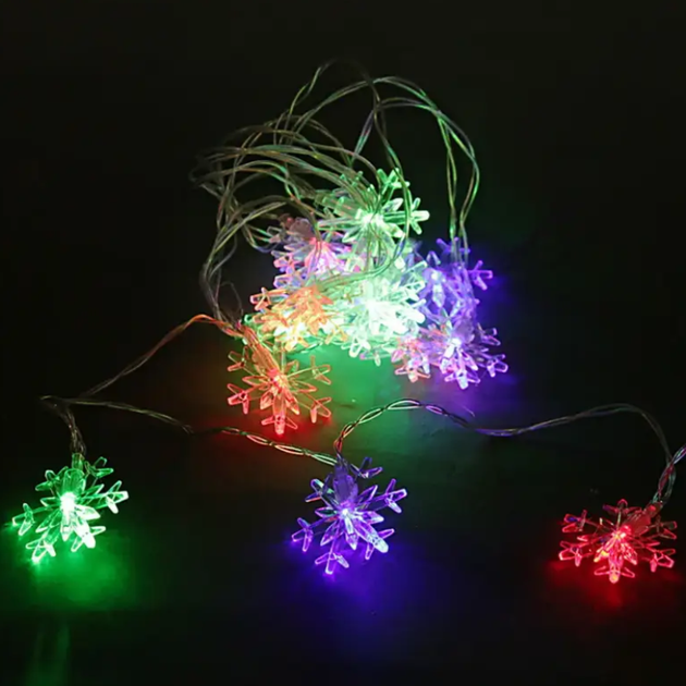 Гирлянда Снежинки 3 м LED на батарейках мультиколор для декора комнаты (593104) - изображение 7