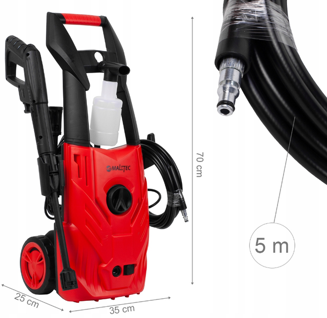 Мийка високого тиску 120 Бар Maltec M2.1400 109320 мінімийка авто алюмінієва помпа чорна - Фото 2 Мийка високого тиску 120 Бар Maltec M2.1400 109320 мінімийка авто алюмінієва помпа чорна - изображение 2