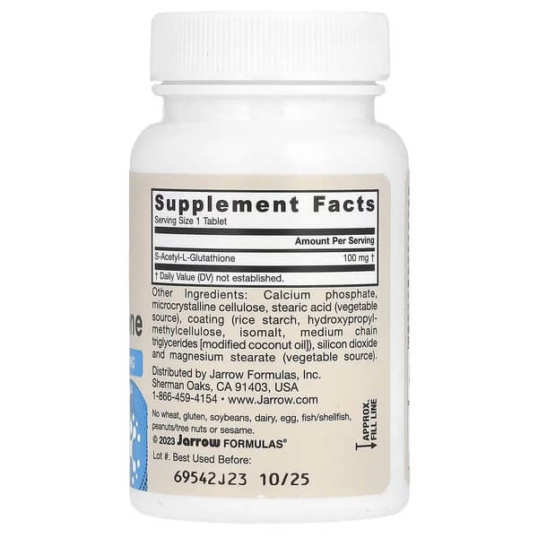 Глутатион Jarrow Formulas S-Acetyl L-Glutathione 100 mg 60 таблеток - изображение 2