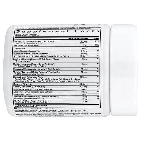 Комплекс для підтримки ШКТ Codeage Leaky Gut Formula 60 рослинних капсул - зображення 2
