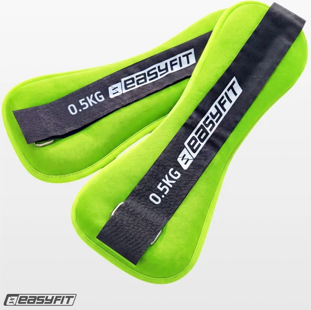 Утяжелители EasyFit EF-1005-G 2 х 0.5 кг для ног и рук Черные с салатовым (56003363) - изображение 4
