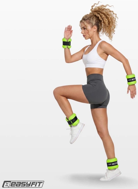 Утяжелители EasyFit EF-1005-G 2 х 0.5 кг для ног и рук Черные с салатовым (56003363) - изображение 9