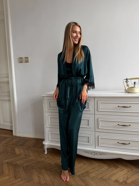 Жіночий комплект четвірка халат майка шорти штани Eleanor Collection M Зелений - зображення 8